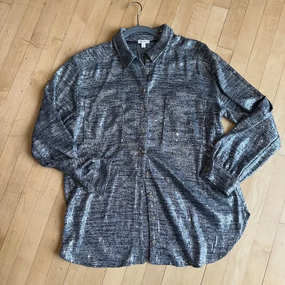 Pilcro Hadley shimmery relaxed shirt, L, GP1512 - Picture 3 of 5